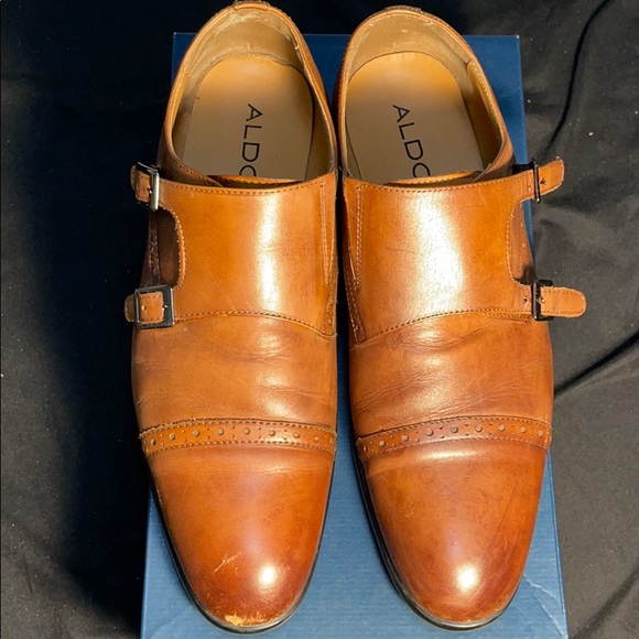 Brown Aldo Monk Strap Dress Shoes - Picture 2 of 4